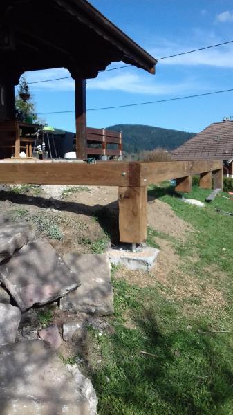 Extension d'une terrasse bois,( première partie faite en 2016).